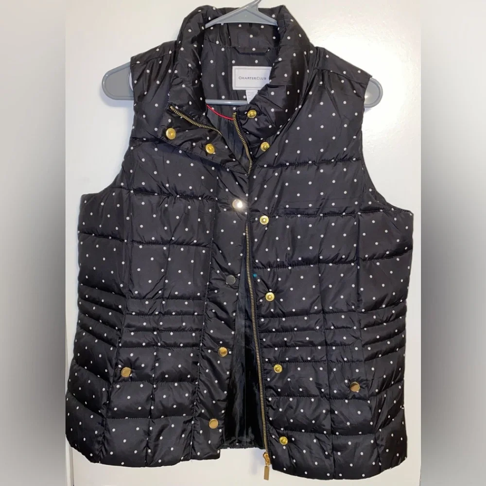 Medium Charter Club Polkadot Puffer Jacket - Picture 1 of 7